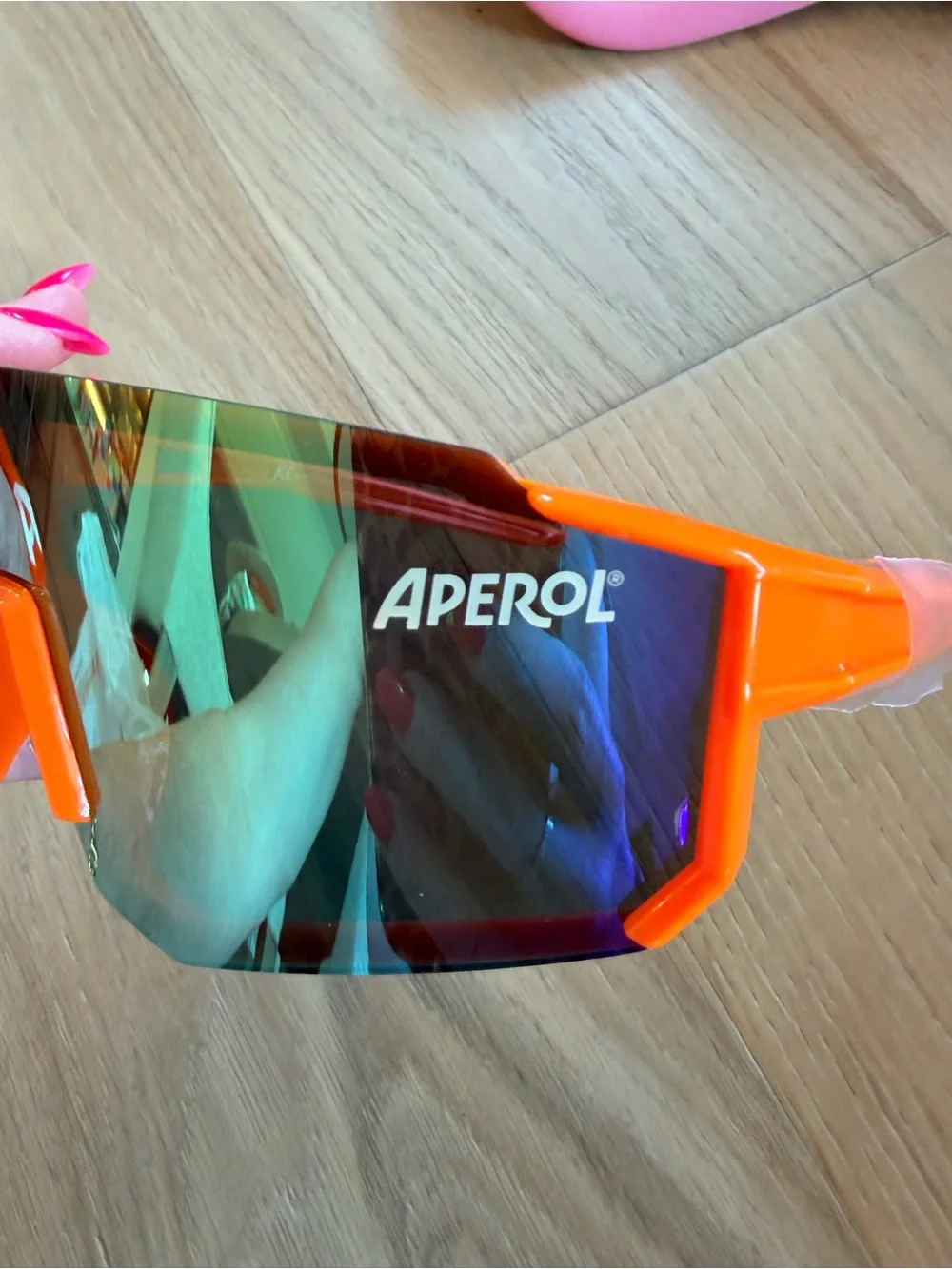 Men’s Orange Aperol Sunglasses with Mirrored Rainbow Lens